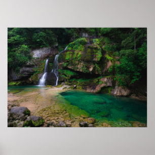 Magnifique affiche de la cascade de Virje, Slovéni