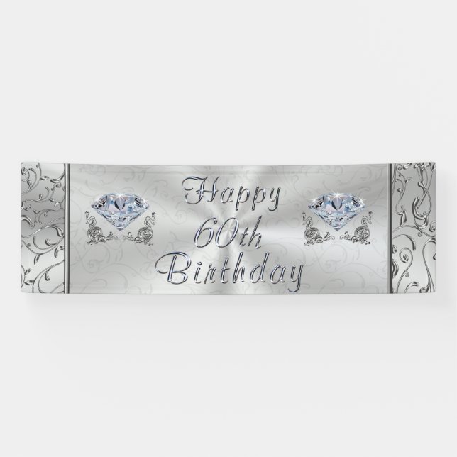Magnifique Bannière Diamond Happy 60th Birthday (Horizontal)