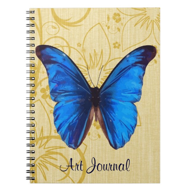 Magnifique Blue Butterfly Vintage Art Journal (Devant)