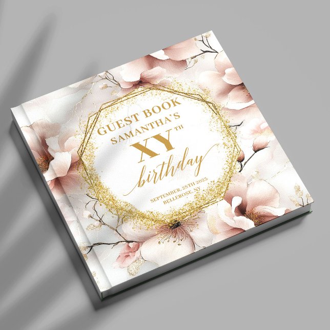 Magnifique Blush Gold Aquarelle Livre d'or (Gorgeous Blush Gold Watercolor Birthday Guest Book

)