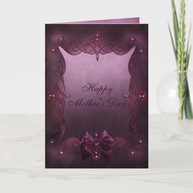 Magnifique cadre gothique violet carte de fête des (Devant)