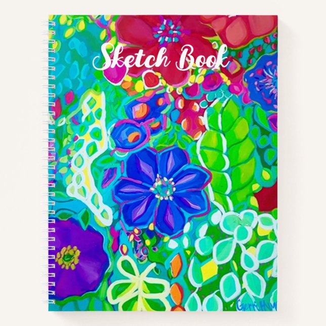 Magnifique carnet de croquis aux fleurs (Devant)
