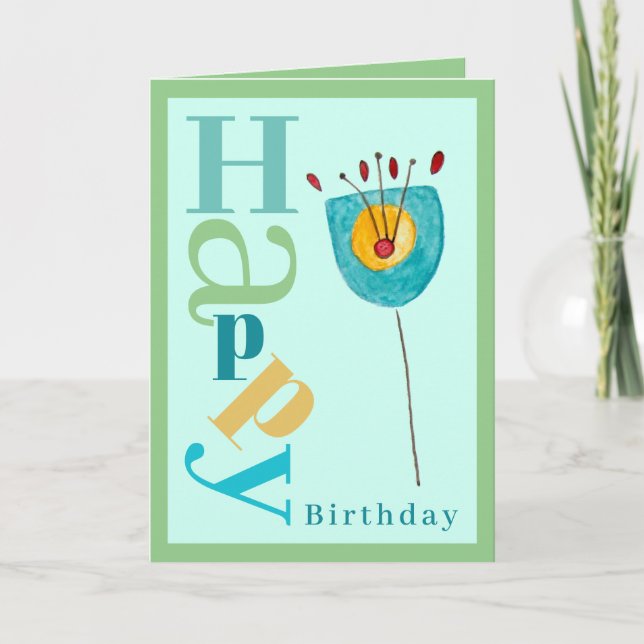 Magnifique carte d'anniversaire moderne à fleurs (Devant)
