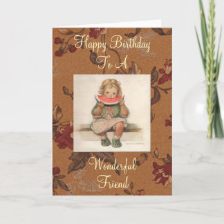 Magnifique carte d'anniversaire Vintage Ami