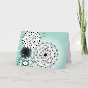 Magnifique carte de voeux bleu Dandelions