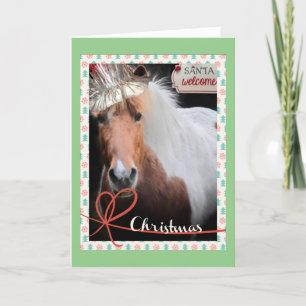 Magnifique carte de voeux islandaise Pony Père Noë