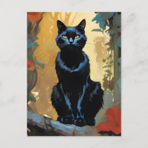 Magnifique carte postale de chat noir