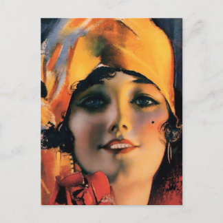 Magnifique carte postale Flapper des années 1920