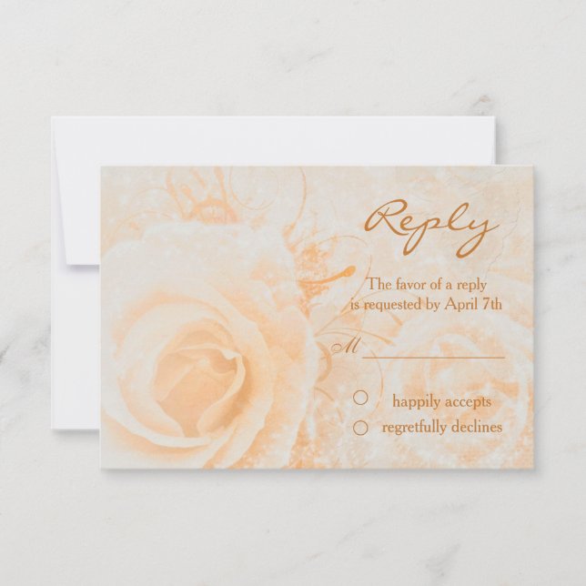 Magnifique crème de pêche roses Mariage RSVP (Devant)