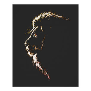 Magnifique dessin latéral d'un lion's face Poster