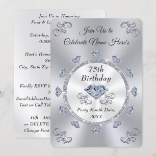 Magnifique Diamant, 75e carte d'invitation d'anniv