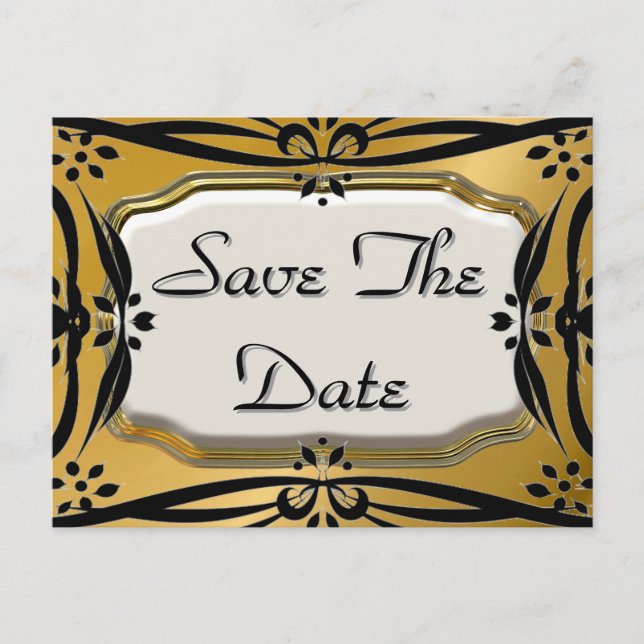 Magnifique Enregistrer La Date Gold & Black Cartes (Devant)