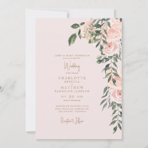 Magnifique Faire-part de mariage floral rose doré