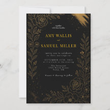 Magnifique Faire-part de mariage noir et or