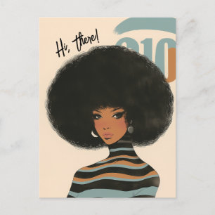 Magnifique femme noire avec carte postale Afro