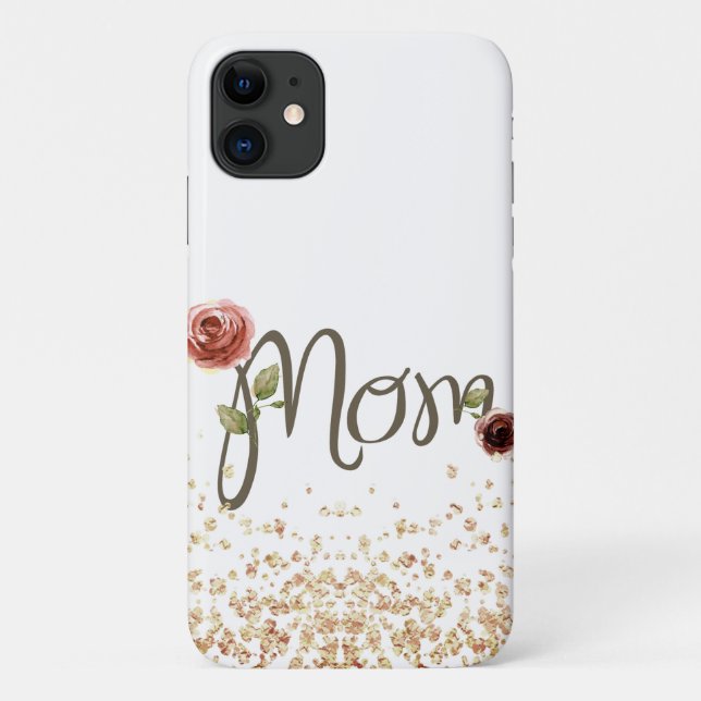 Magnifique Fleur & Sparkling Maman iPhone 11 Coque (Dos)