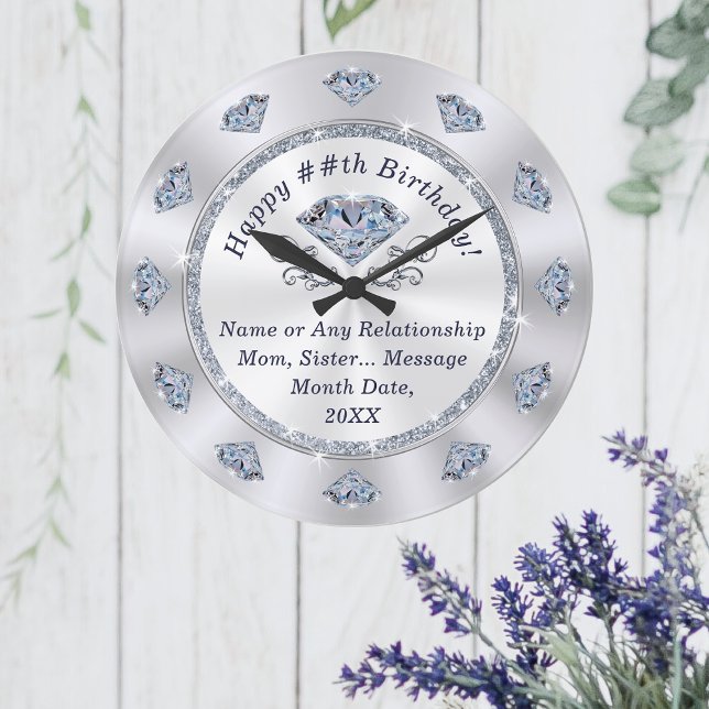Magnifique, Horloge Diamante. Cadeaux d'anniversai (Happy Birthday Clock, Diamond Theme Birthday)