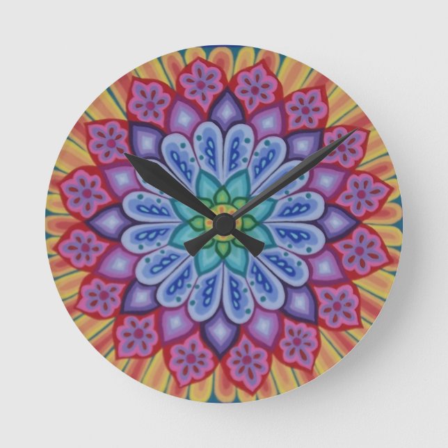 Magnifique horloge psychédélique Mandala par Soozi (Recto)