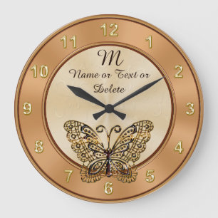 Magnifique horloge Vintage à papillon d'or PERSONN