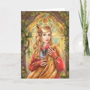 Magnifique imaginaire femme fox carte de voeux