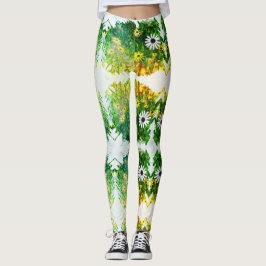 Magnifique Jaune Fleurs Blanches Leggings