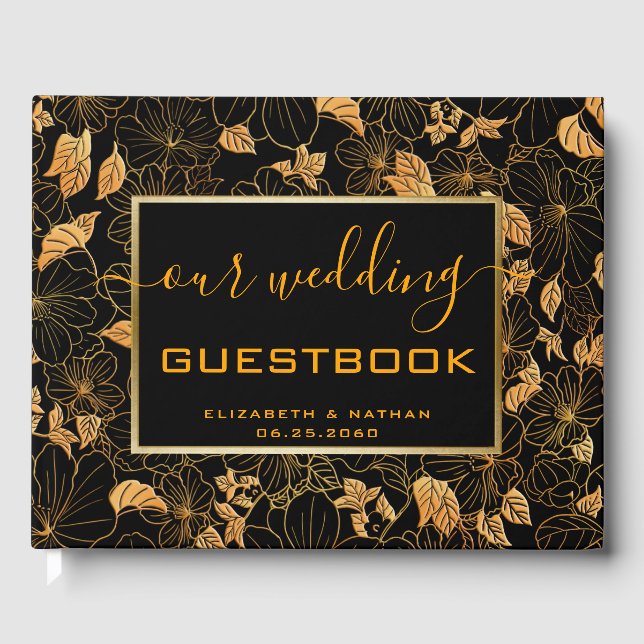 Magnifique livre d'hôtes Mariage de luxe Black & G (Recto)
