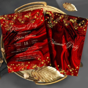 Magnifique Marbre Red Retraite Party Invitation