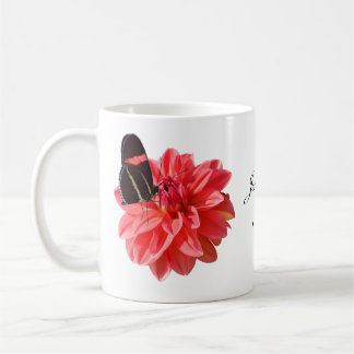 Magnifique mug Dahlia avec papillon Café Tasse Mug