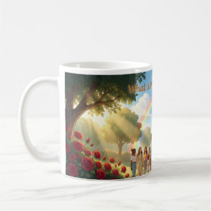 Magnifique mug scène de jardin arc-en-ciel
