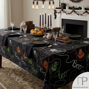 Magnifique nappe de Halloween aux chats emmêlés