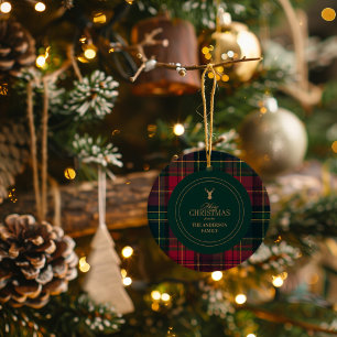 Magnifique Ornement de Noël Tartan à Nom de Famill