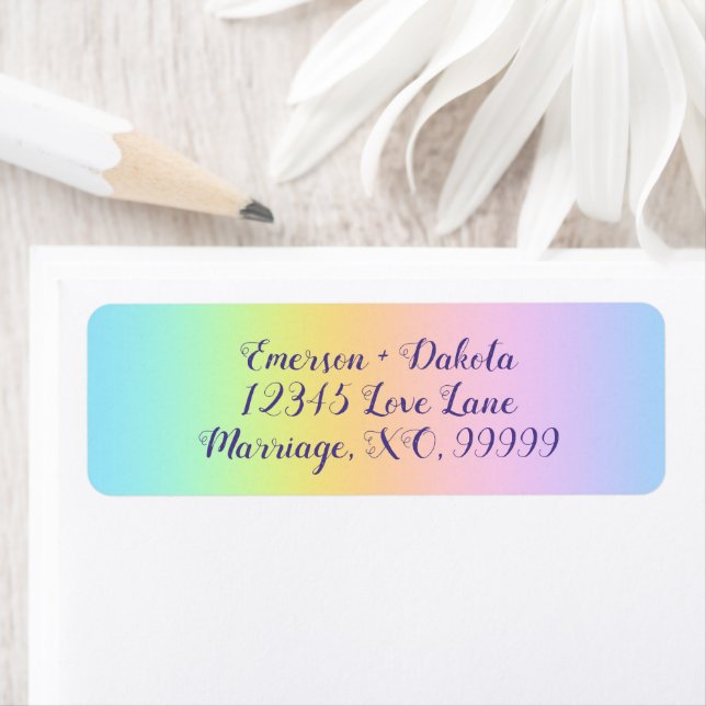 Magnifique Pastel Rainbow Mariages Étiquettes de a (En situation)