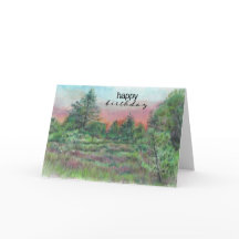 Magnifique paysage Art Trees joyeuse carte d'anniv
