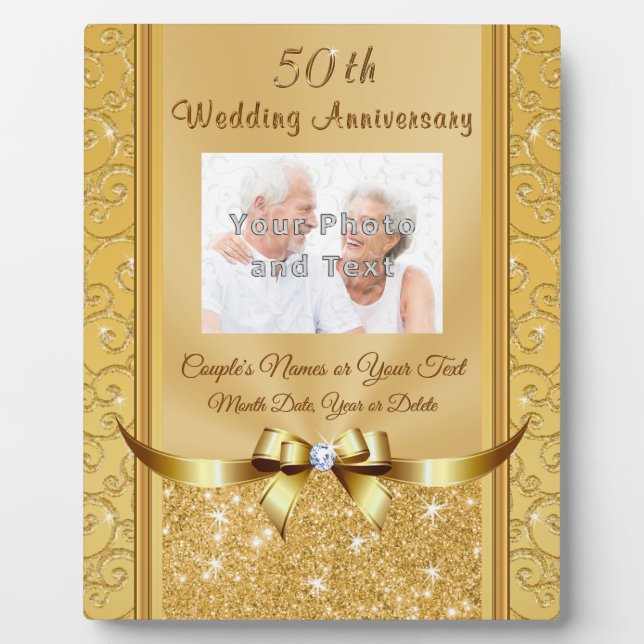 Magnifique photo 50ème anniversaire Mariage Plaque (Devant)