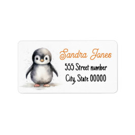 Magnifique pingouin mignon étiquette de adresse