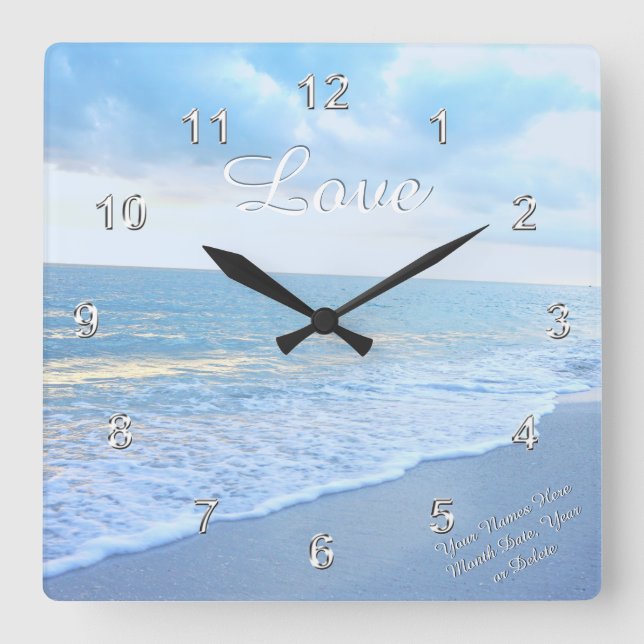 Magnifique plage Love Wall Horloge avec votre text (Recto)