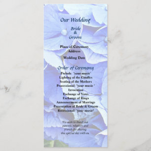 Magnifique programme de mariage aux Hortensias ble