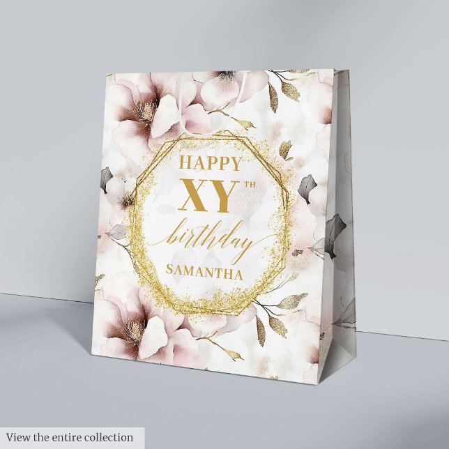 Magnifique sac cadeau d'anniversaire Dusty Pink (Gorgeous Dusty Pink Watercolor Birthday Gift Bag

)