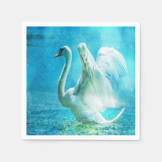 Magnifique serviettes en papier cygne (Devant)