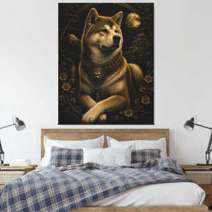 Magnifique Shiba Inu noir or Art mural fantastique