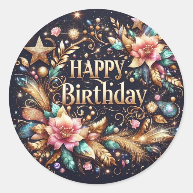 Magnifique Sticker d'anniversaire : Noir (Devant)