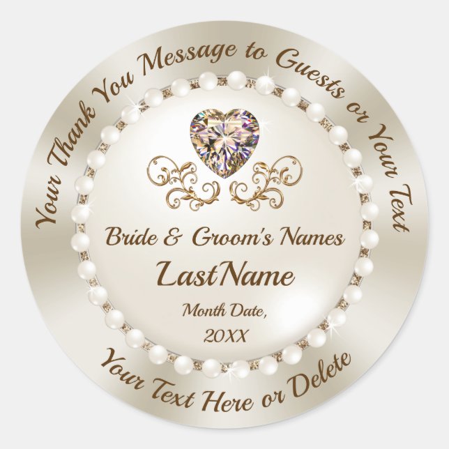Magnifique Stickers de Mariage Personnalisé pour l (Devant)
