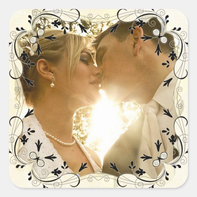 Magnifique Stickers Photo Mariage Bordé Noir (Devant)