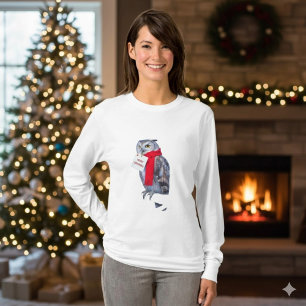 Magnifique T-Shirt de Noël de Hiver avec Hibou