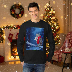 Magnifique T-Shirt de Noël Hiver Chouette enneigée