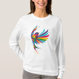 Magnifique T-shirt femme aux oiseaux multicolores