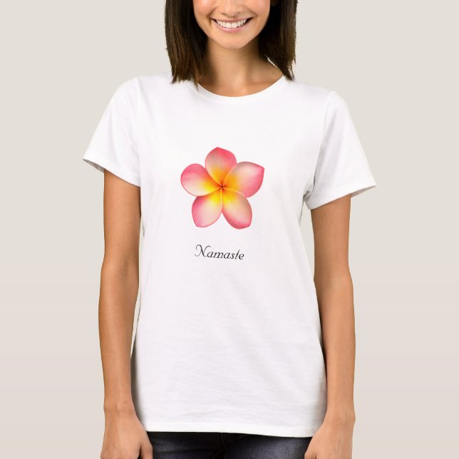 Magnifique T-shirt Frangipani Plumeria rose (Devant)