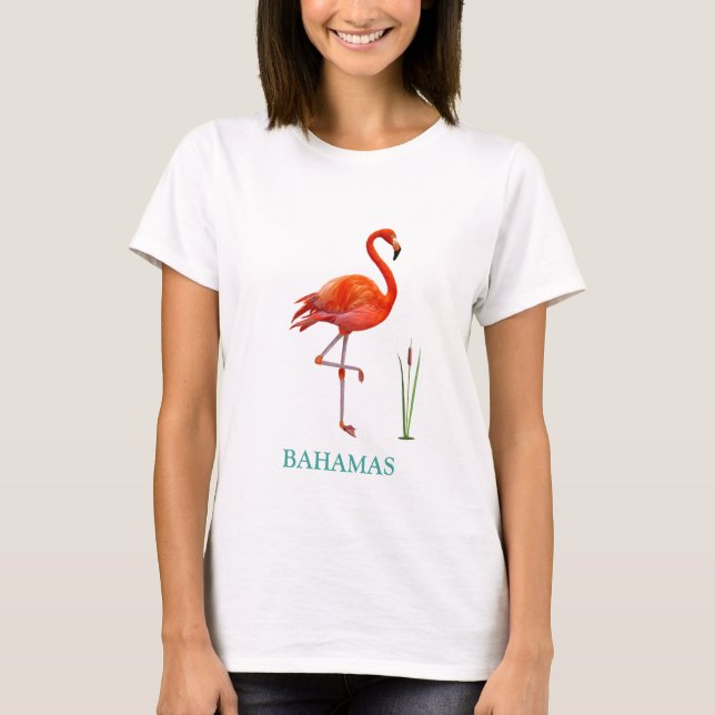 Magnifique T-shirt Plante Flamant rose rose Oiseau (Devant)