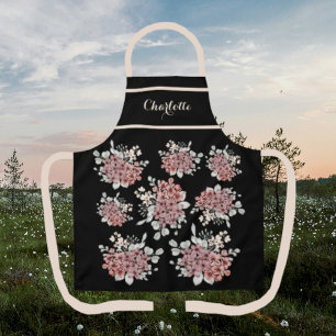 Magnifique tablier de Bouquet Fleur sauvage noir e