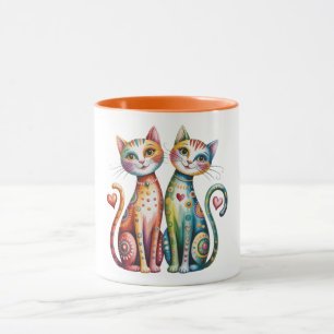 Magnifique tasse à café avec un duo de chatons col